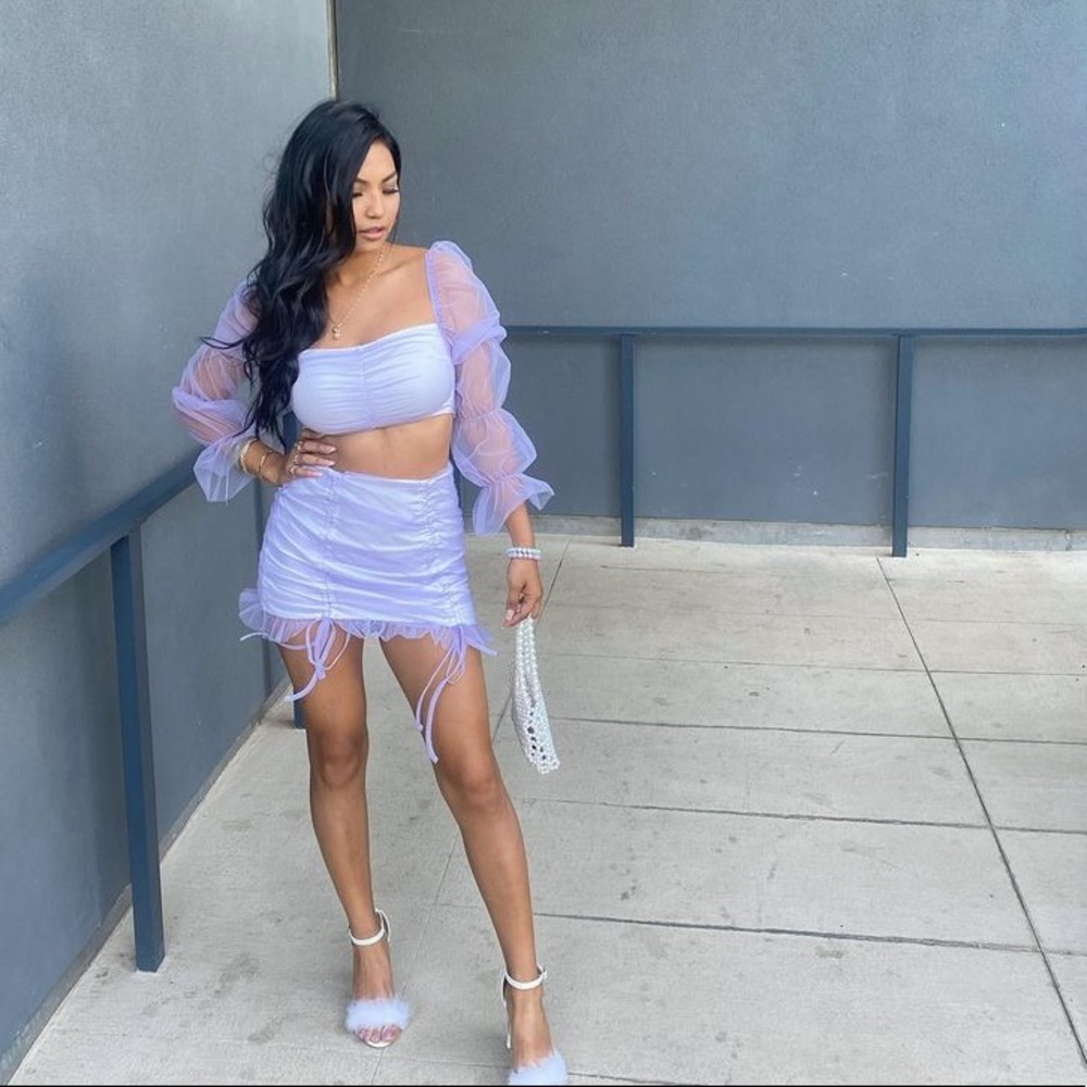 Lavender crop top and skirt set